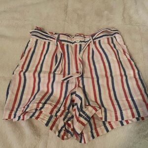 GAP Women's High Waist Striped Shorts - Red, Blue, White